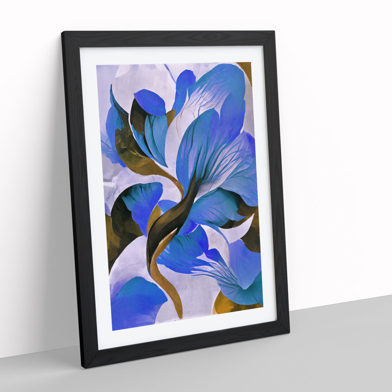 Flower - Single Picture Frame Print, 34cm H x 25cm W x 2cm D, Black