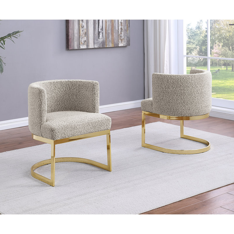 Single Side Chair With Sled Base, Gray, Gold