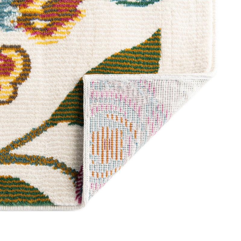 Tapis ivoire à motif floral Daignault, Rectangulaire 2 pi x 3 pi