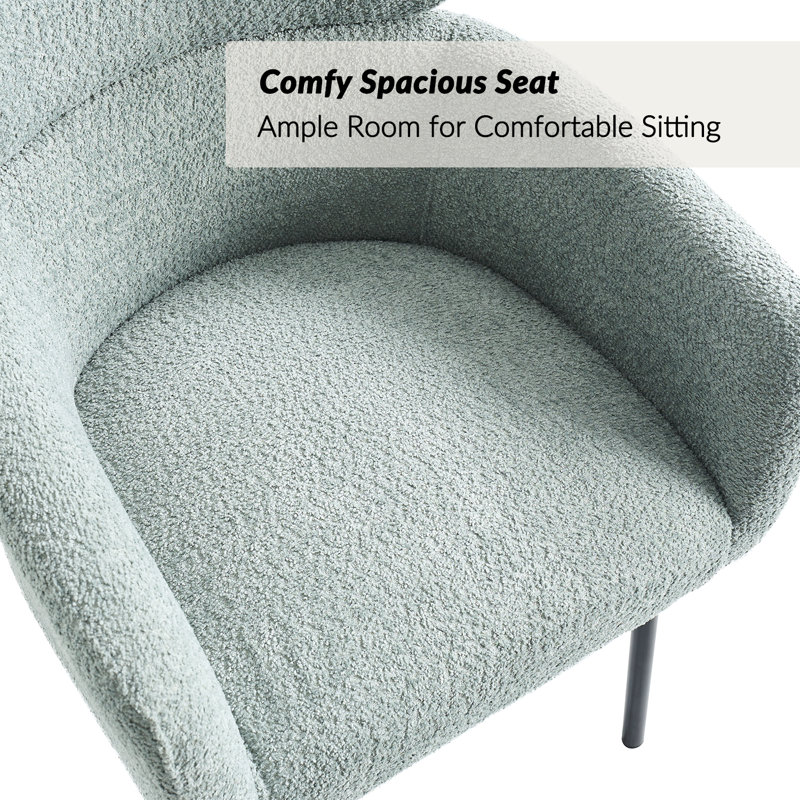 Turgeon Boucle Dining Chair with Adjustment Feet, Sage, 4