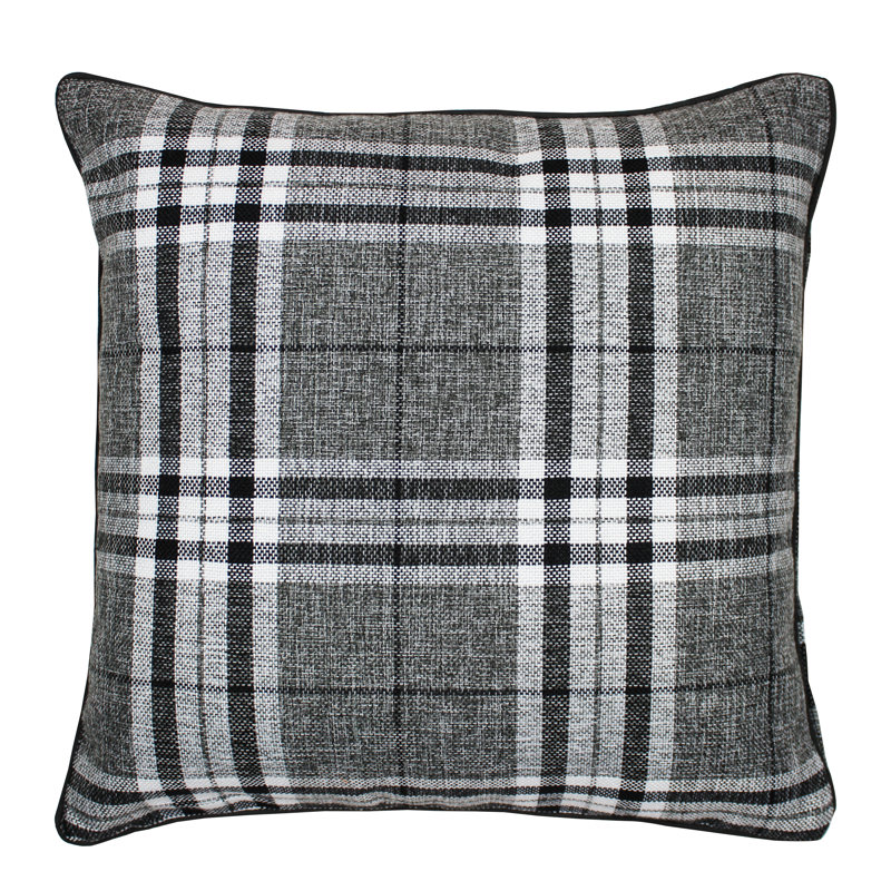 Colleyville Plaid Square Cushion, 60 x 60cm, Grey/Black