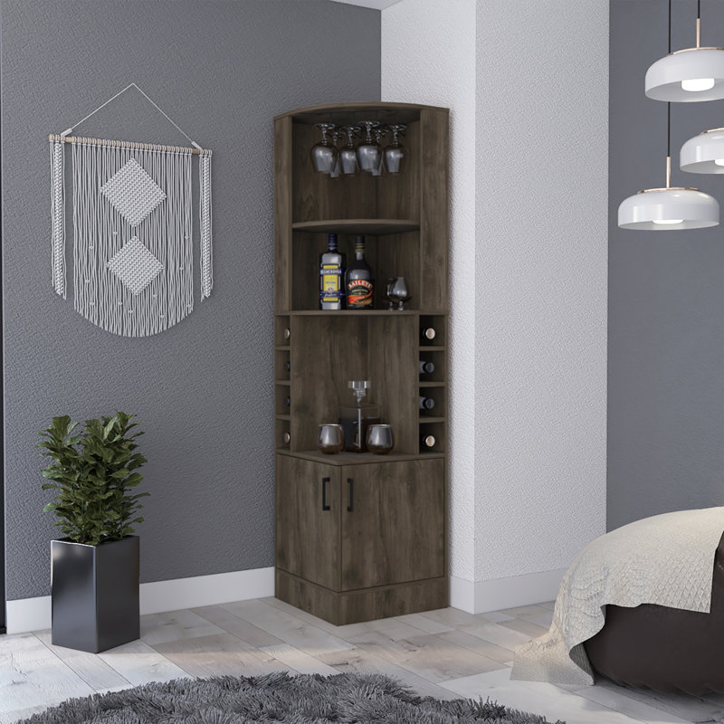 Armoire de bar 8 tablettes à 8 bouteilles, Brun