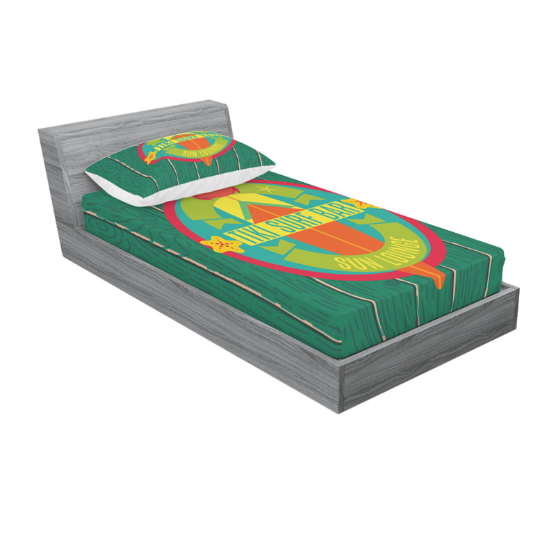 Ensemble de draps de salon tiki surf bar, Ensemble de draps pour lit simple TG avec drap-hou