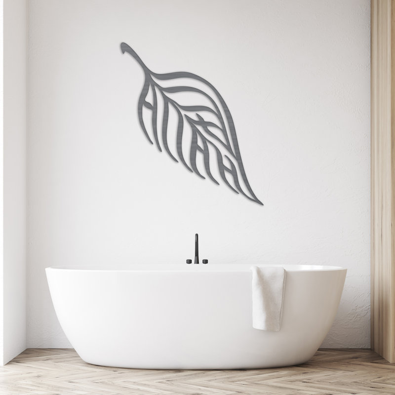 Décoration murale abstraite feuille - ACM, H 32 po x l 28 po x P 0,25 po, Argent