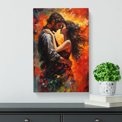 Lovers Action Painting Art - Wrapped Canvas