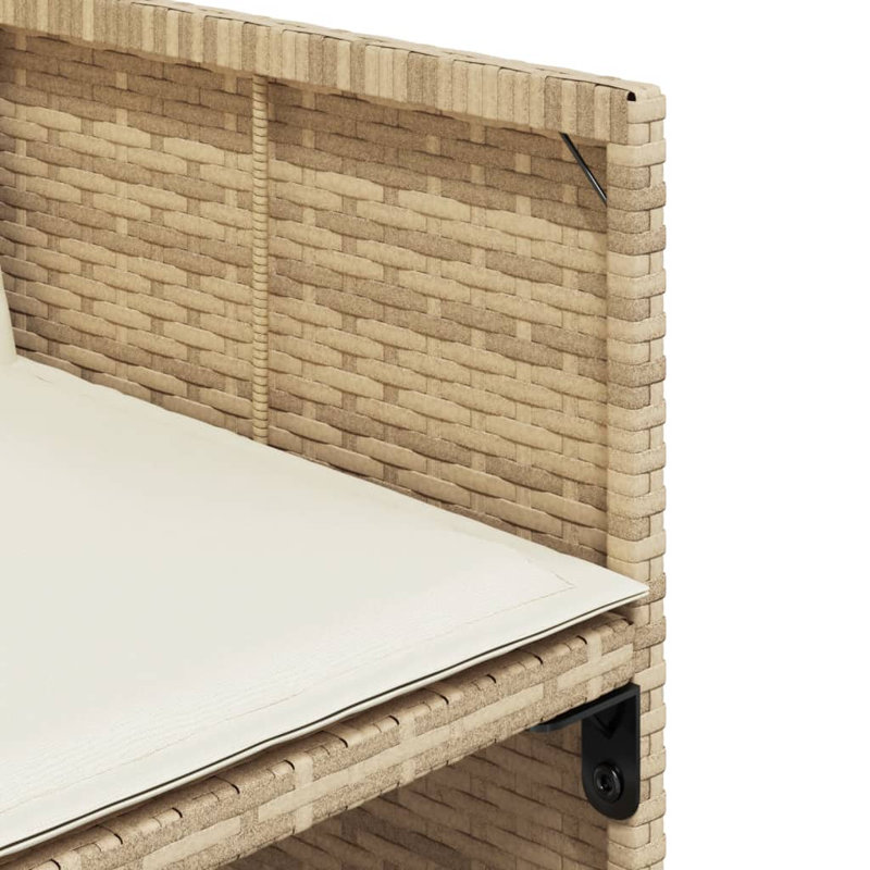  Patio Dining Set Set Of 4 Beige PE Rattan Compact Foldable, Cream White, Beige