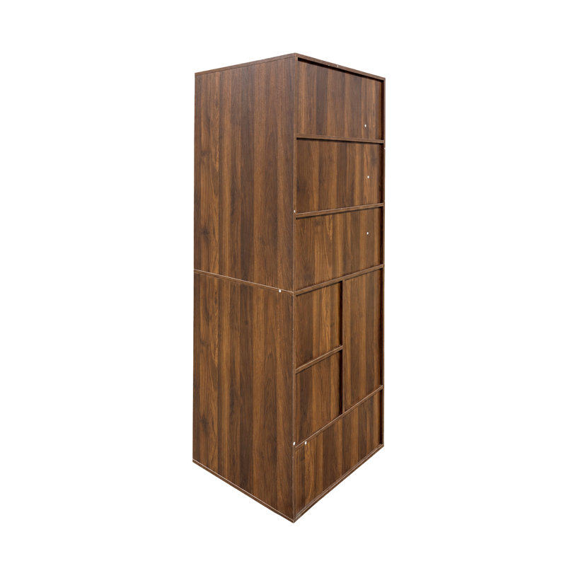 71" H 6-Tier Corner Bookcase with 3 Drawers