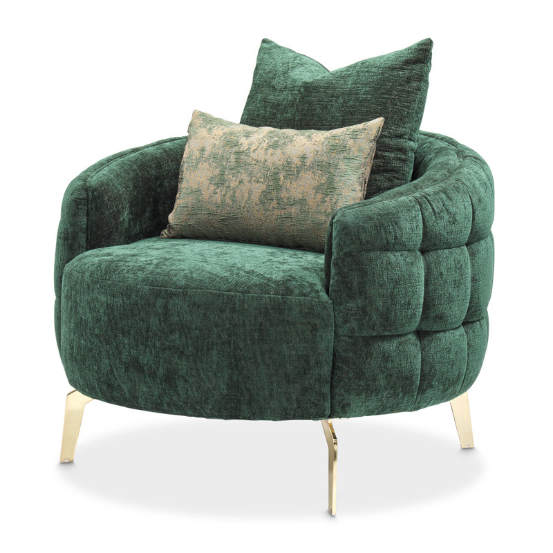 A La Carte Barrel Chair, Gold, Emerald Chenille