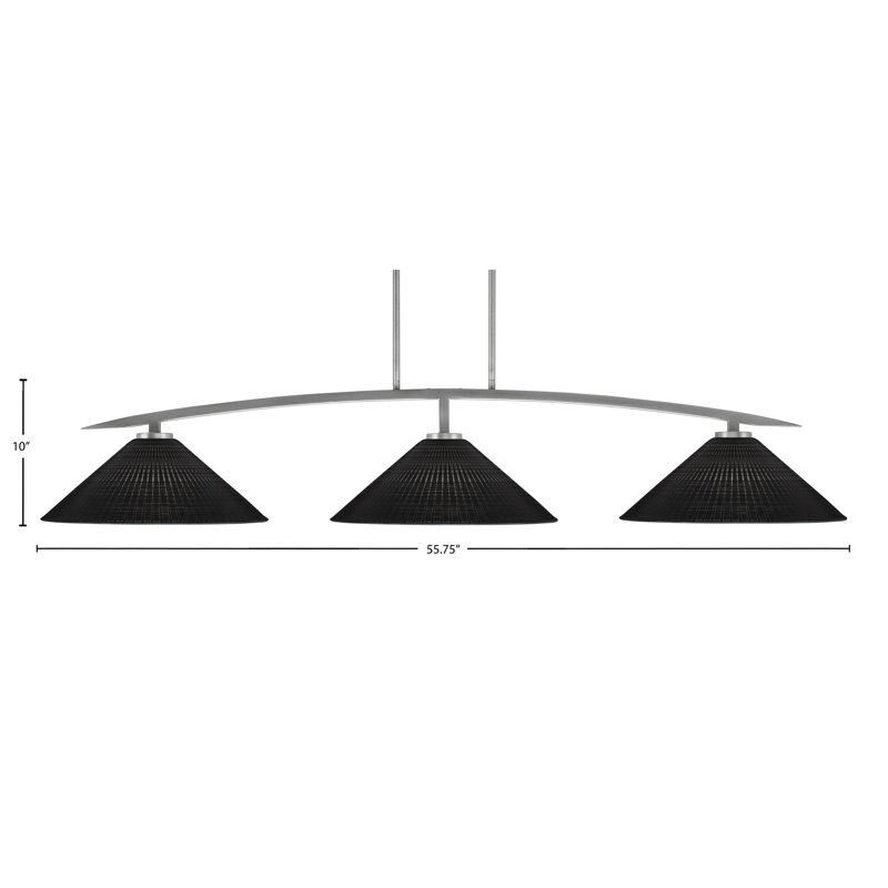 Lampe avec verre matriciel 3 lumières kurve, Noir, H 10 po x l 55,75 po x P 16 po, Graphite