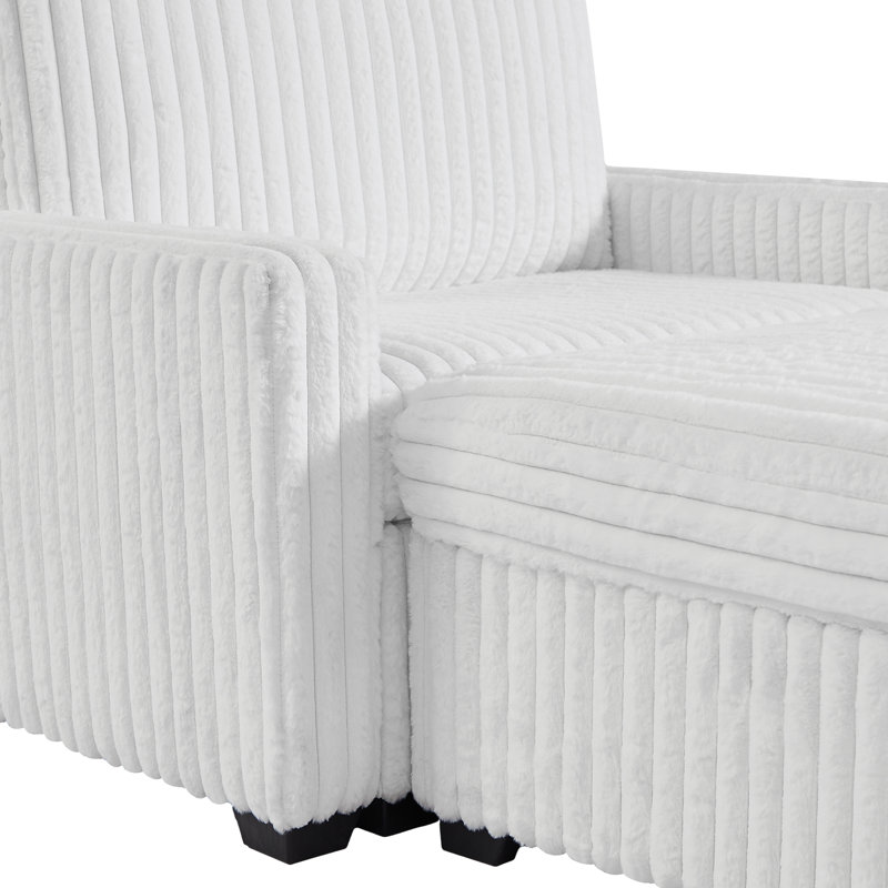 Canapé rembourré Living Room avec surface en tissu / canapé Chesterfield en tissu capitonné, grand - blanc