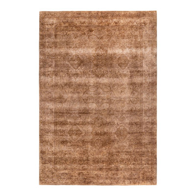 Tapis brun / beige surteint de conception unique 6 pi 2 po x 9 pi 1 po Overdyed