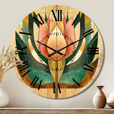 Tulip in Deco Symmetry - Glam Metal Wall Clock