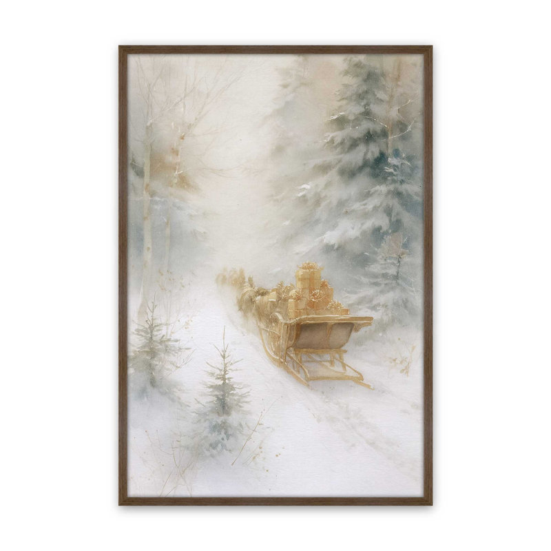 Cadeaux de l'hiver, reproduction d'art, 24 po x 36 po, Noyer