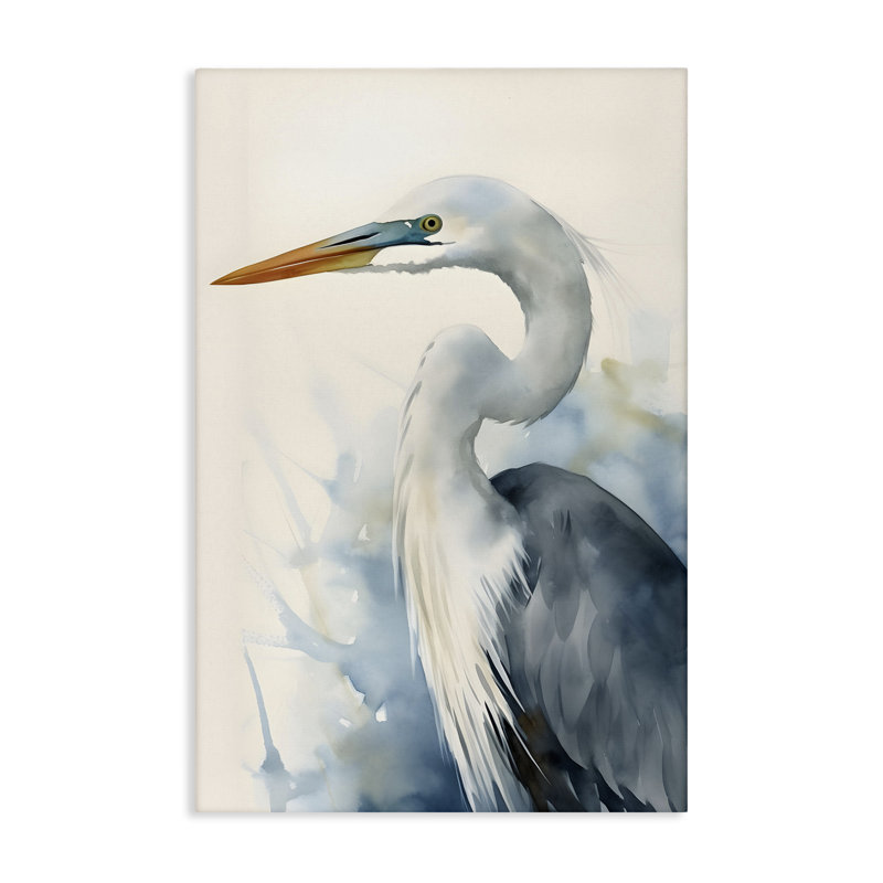 «Quiet Heron View», art mural sur toile par Petal Prints Design, H 36 po x l 24 po