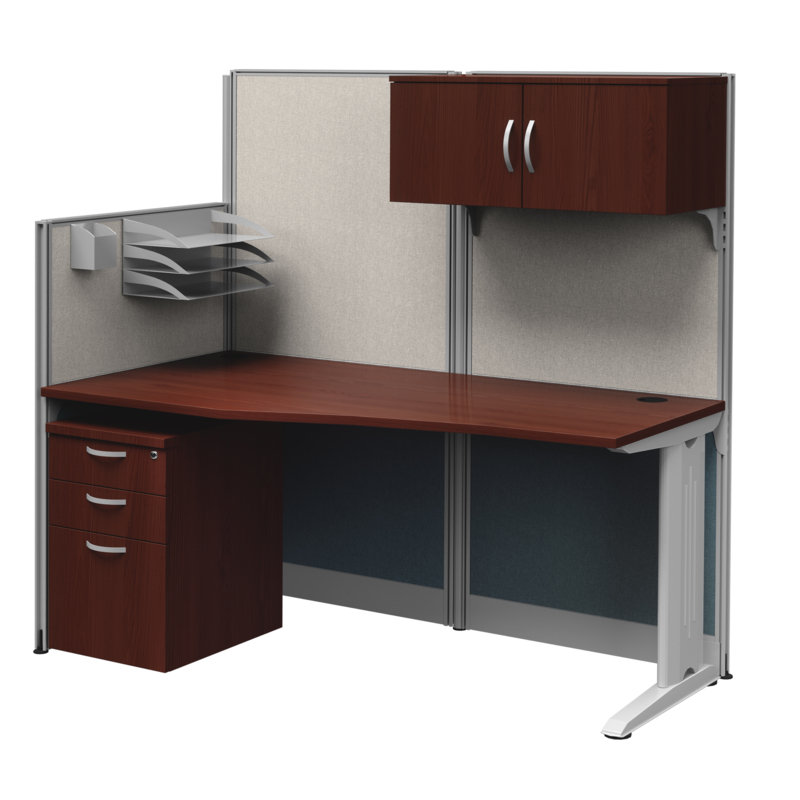 Panneau de poste de travail droit avec rangement et accessoires en cerisier Hansen Regency, Hansen Cherry