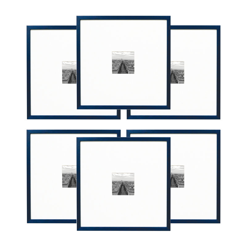 Ensemble de cadres muraux en bois Adie Gallery, 8 po x 8 po, Bleu Westwood