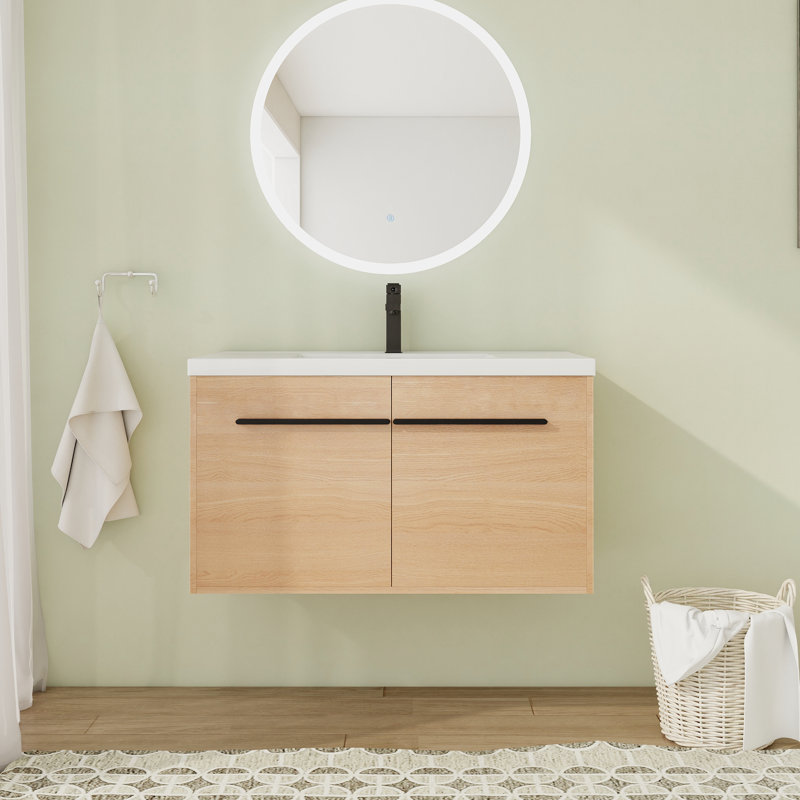 Meuble-lavabo simple 35,5 po avec comptoir, Brun clair