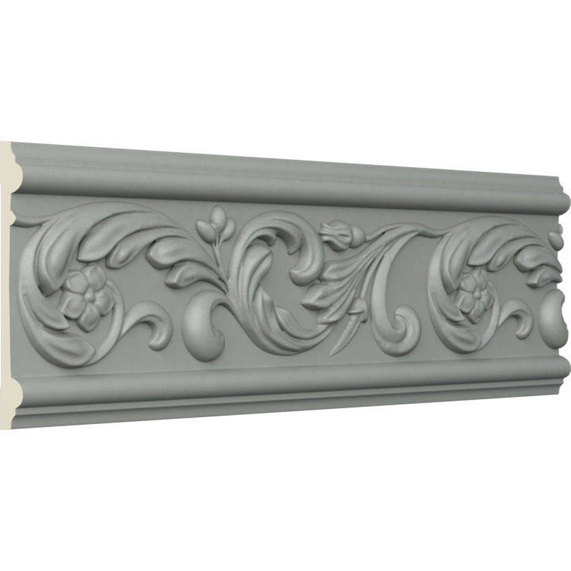 94.5" White Polyurethane Decorative Chair Rail Moulding