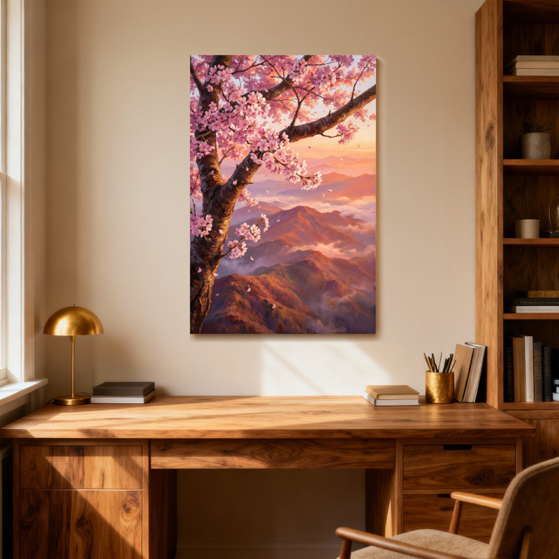 Plantes et fleurs, art de paysage de montagne avec fleurs de cerisier