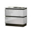 Ensemble de chambre à coucher grand lit, blanc, bois gris métallique, ensemble de 3 pièces avec 2 tables de chevet-130997580