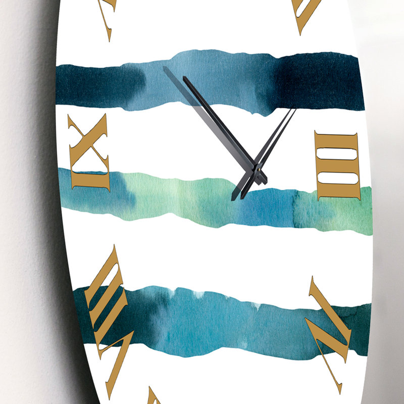 Aquatique bleu foncé verticales - horloge murale moderne, Petit