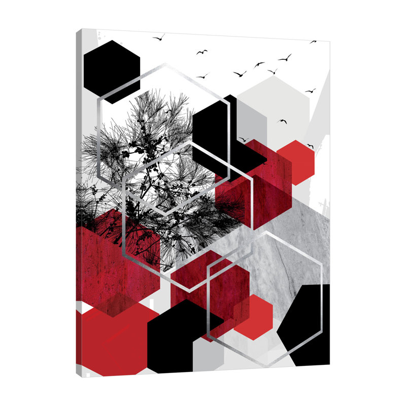 «Red Abstract 1» par Urban Epiphany, reproduction sur toile tendue, H 20 po x l 15 po x P 1,5 po
