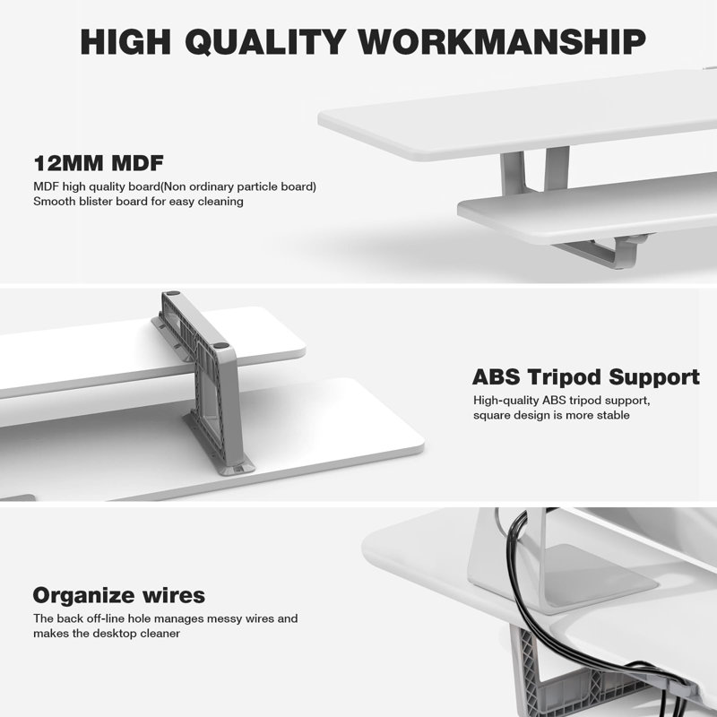 White Dual Monitor Stand with Storage and Cable Management