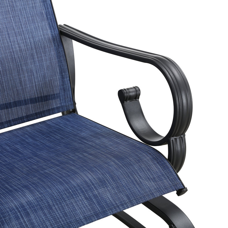 Chaise berçante d'extérieur à ressorts Abdullah, Bleu