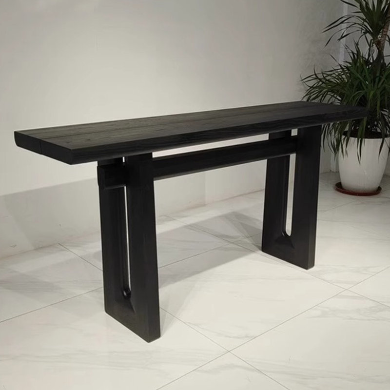 Console rétro simple., Noir, H 33,5 po x l 63 po x P 15,7 po