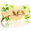 Oiseaux sur une branche avec des feuilles et des raisins, ensemble de 3 impressions sur toile-1729304510