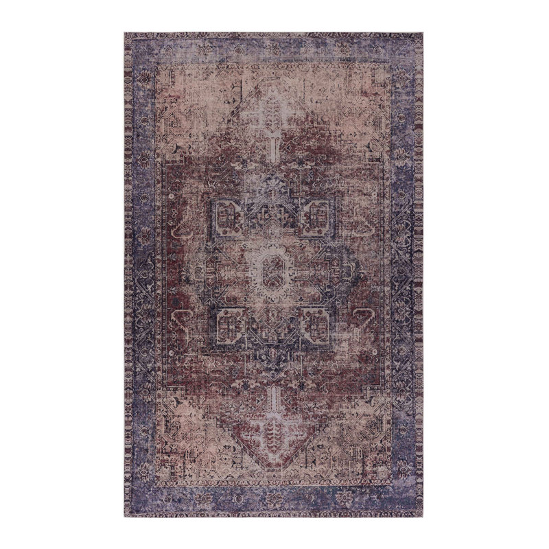 Area Rug Washable Rug, Low-Pile, Non-Slip, Non-Shedding, Foldable, Kid & Pet Friendly - Area Rugs For Living Room, Bedroom, Kitchen, Dining Room Rug - Perfect Gifts, (Burgundy)