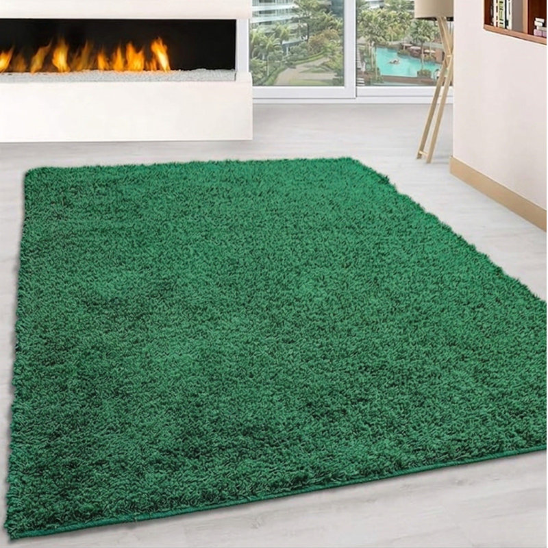 Adavia Shaggy Rug, Green, Rectangle 80 x 150 cm