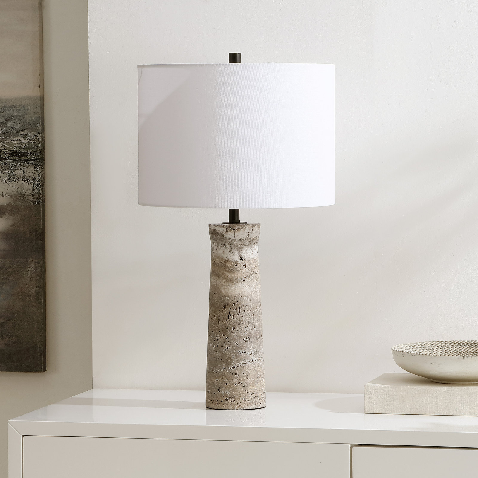 Murano Stone Table Lamp, Gray