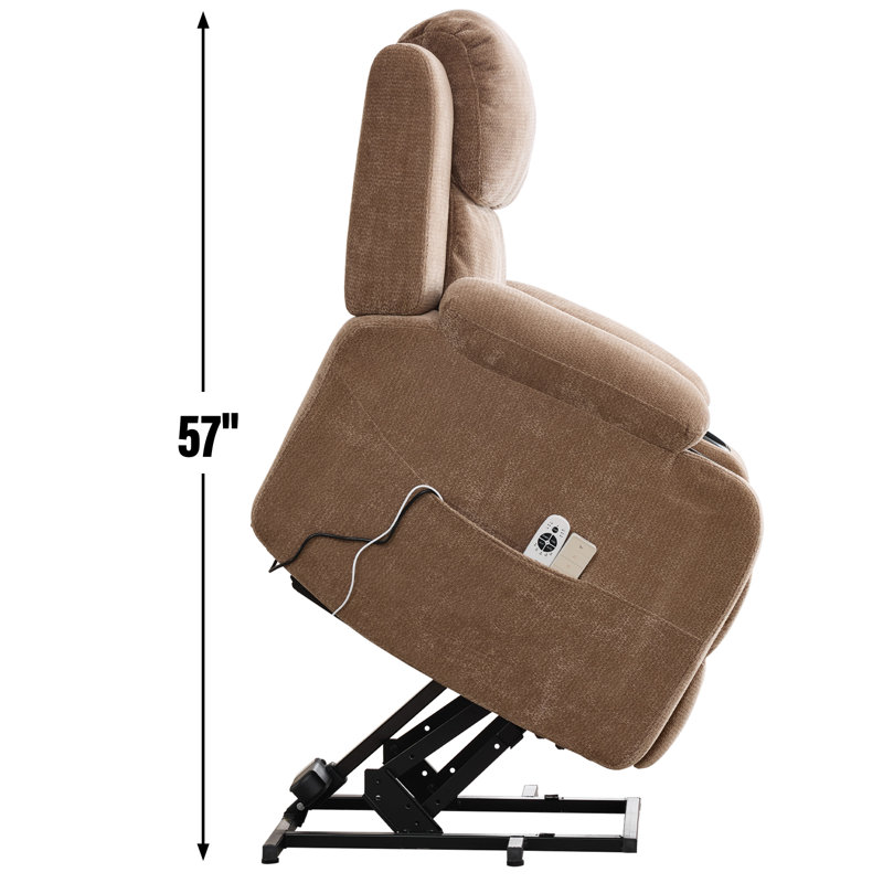 Power Lift Recliner Chair With Massage & Heat, Infinite Position Single Motor Recliner For Elderly, 350 Lb Capacity, Heavy Duty Frame With Lumbar Heating, Cup Holders & Usb Port