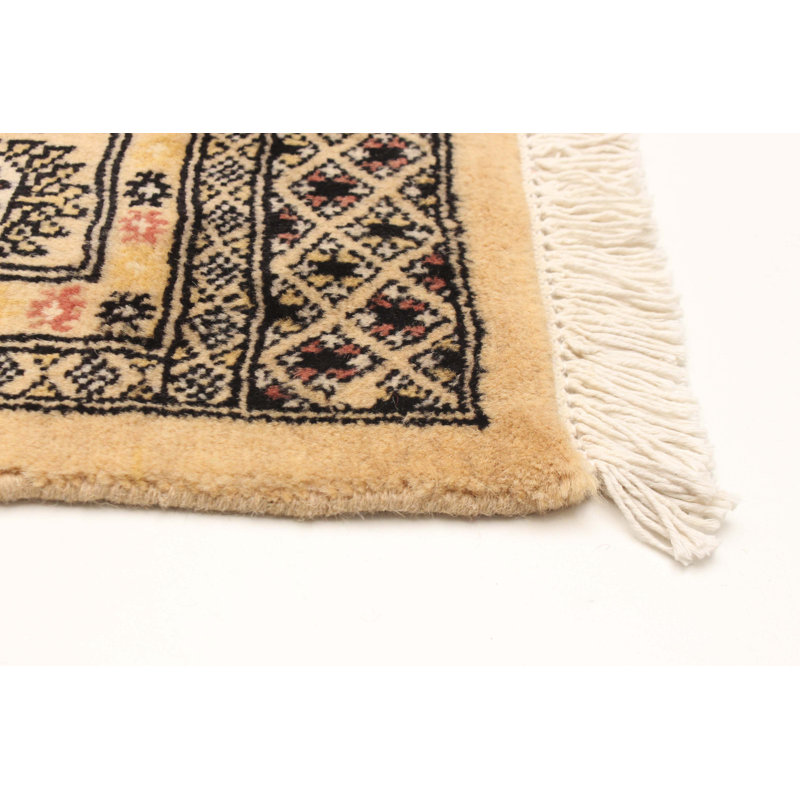 One-of-a-kind Hand-knotted Peshawar Bokhara Beige 4'8" x 6'4" Wool Rug