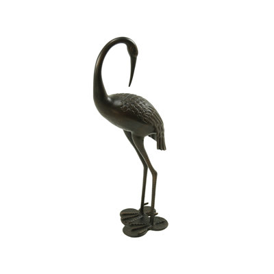 Sunny Outdoor 39-Inch Cast Aluminum Crane Statue - Antique Bronze Finish