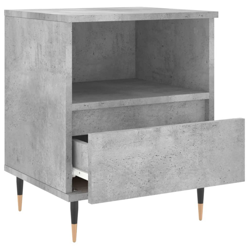 Mushaim 40cm W Manufactured Wood Bedside Table, Concrete grey, Individual