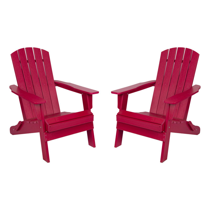 Marina Weather-Resistant Foldable Outdoor Adirondack Chair, Red