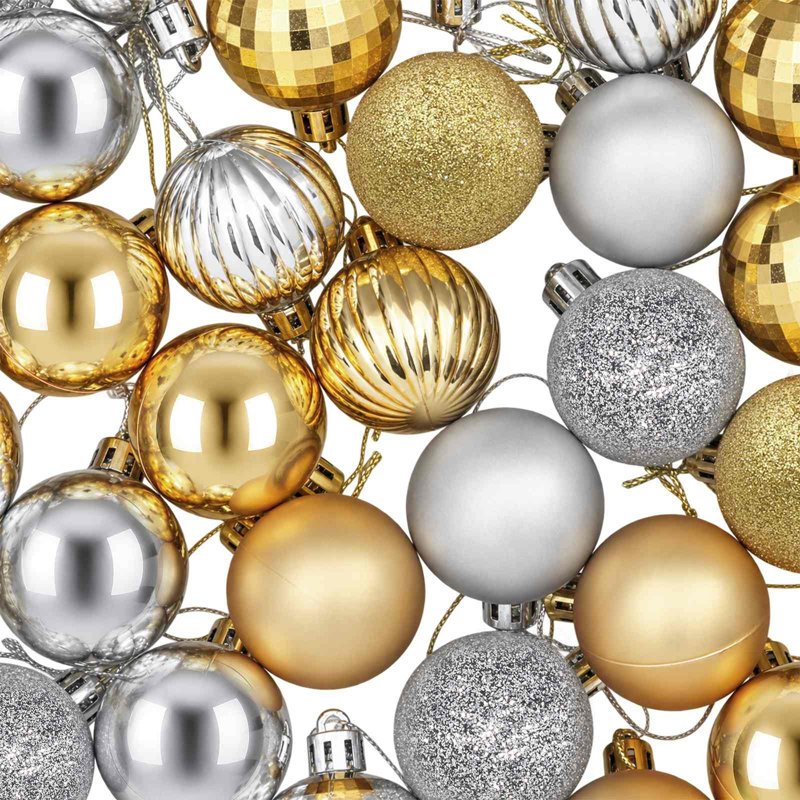 4cm Polystyrene Bauble, Silver, Gold