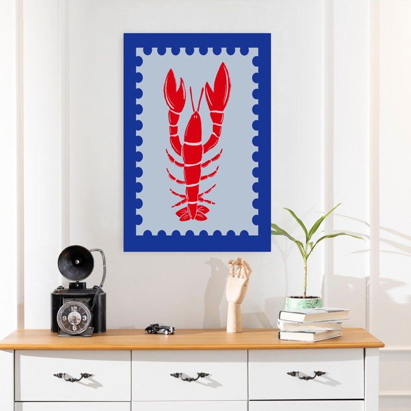 «Red Lobster Stamp», art mural océan côtier, H 24 po x l 16 po