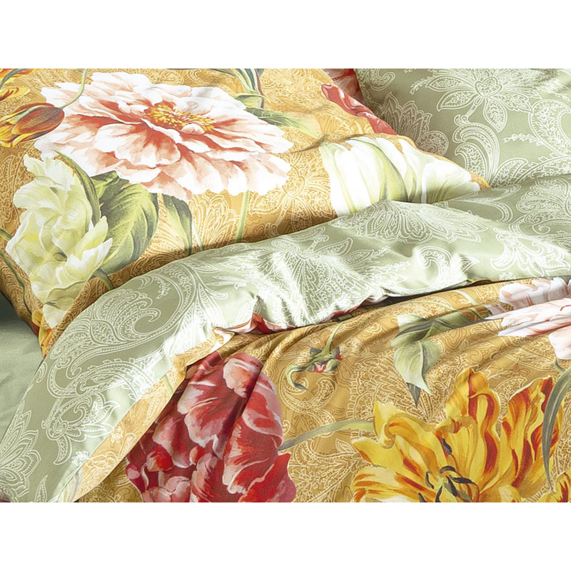 Magic 8856 Mako Satin Duvet Cover Set, 155 x 220cm - 1 Pillowcase ( 80 x 80cm), Gold