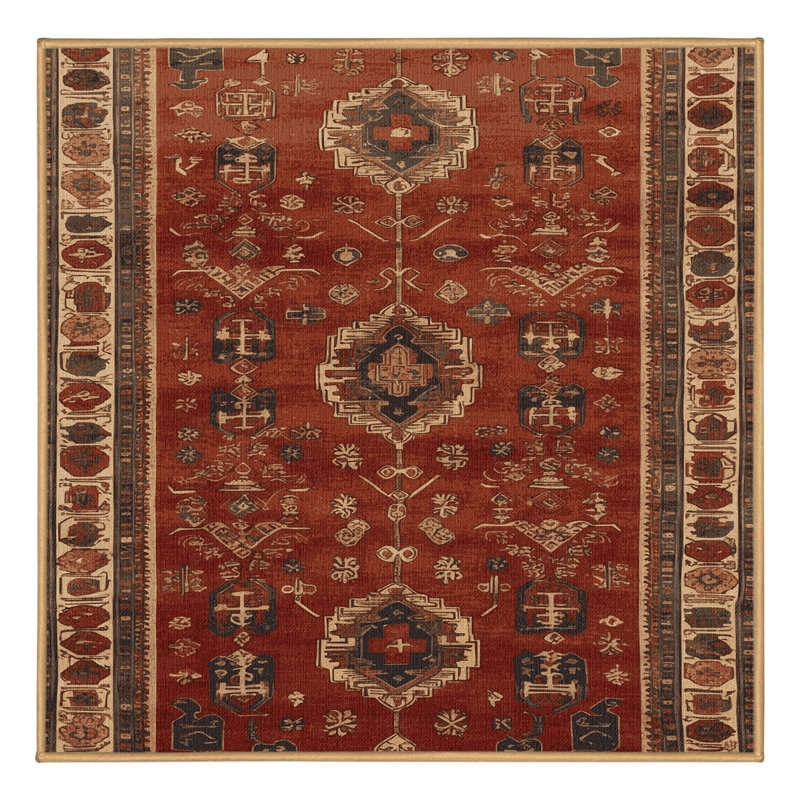 Tapis brun turc lavable à la machine, Carré 6 pi