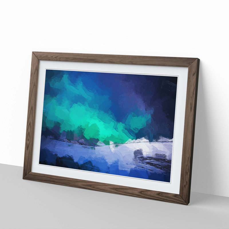 Aurora Borealis in Iceland in Abstract - Picture Frame Graphic Art Print, 36cm H x 48cm W x 2cm D, Walnut Framed