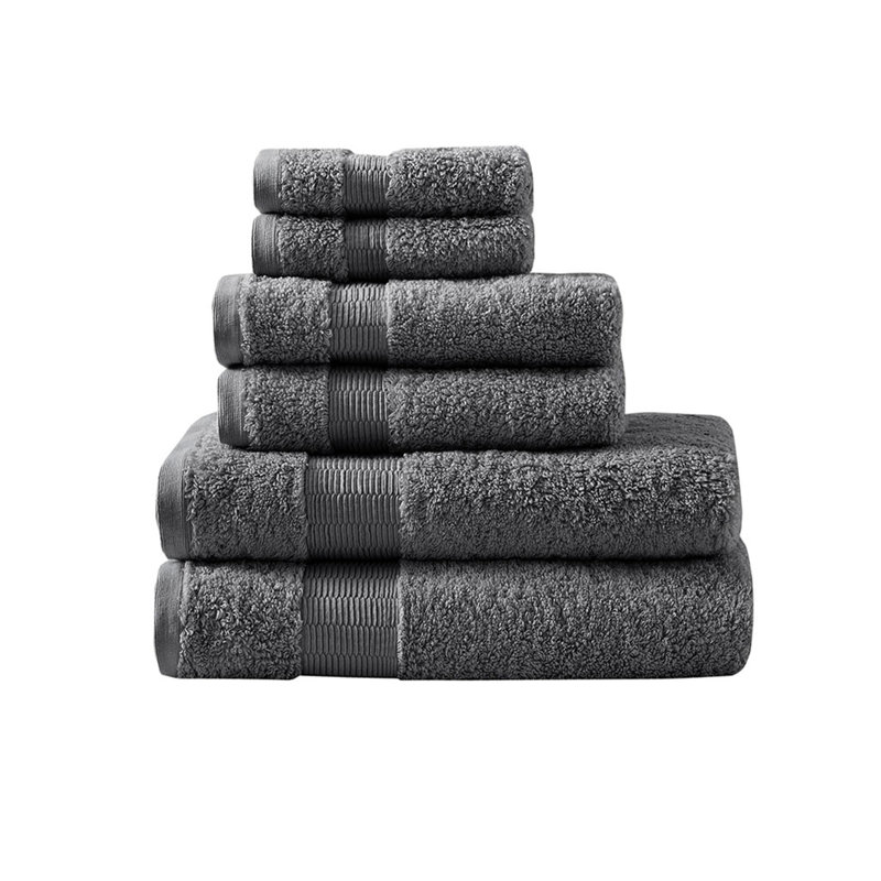 Egyptian Cotton 6 Piece Towel Set, Charcoal