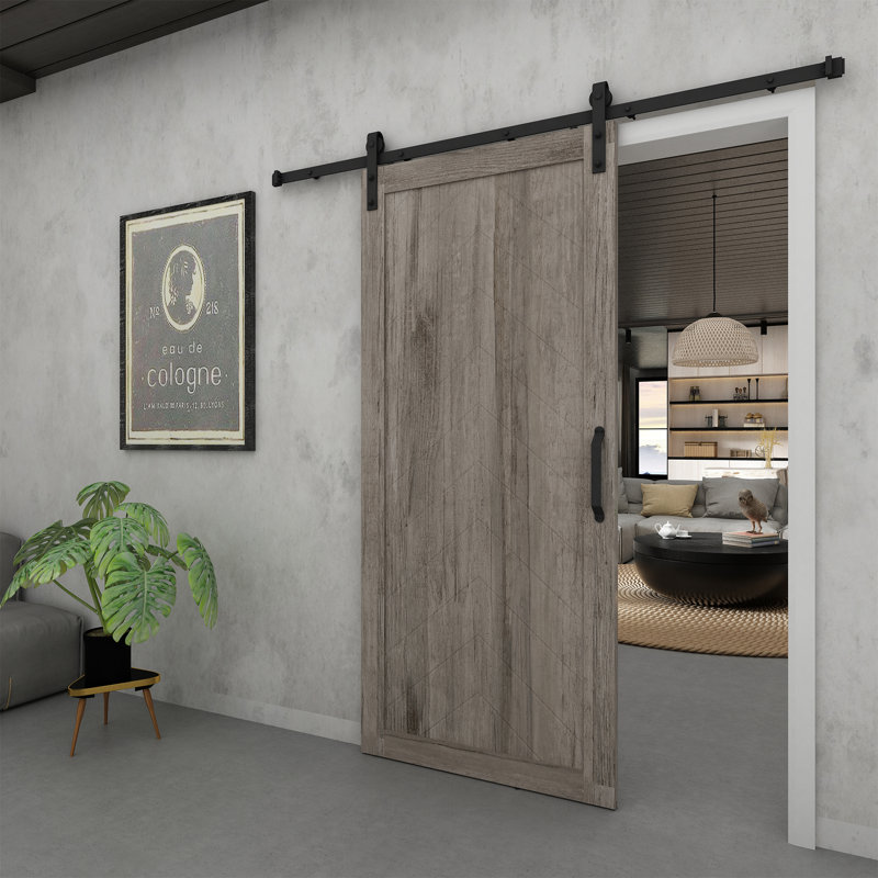 Porte standard en bois lambrissé et PVC / vinyle massif, Gris