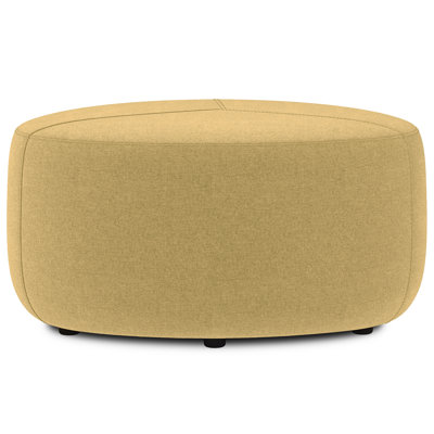 Moore 32"W Large Round Ottoman with Upholstered Seat and Solid Wood Frame, Assembled
