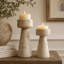 Set Of Two Travertine Candle Holder