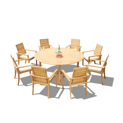 Algrave Round 72" Long Teak Dining Set