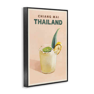 Chiang Mai Thailand Cocktail  Framed Giclee Art by The Whiskey Ginger bk-087
