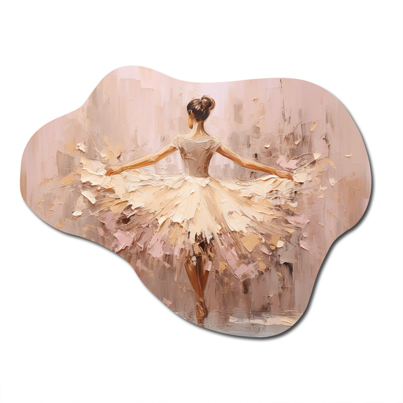 «Beige Gold Minimalisme Ballerina II», art mural en métal ballet asymétrique, sculpture murale en métal